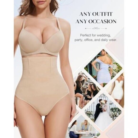 High-Waisted Tummy Control Thong - 2 Pack- Women's Compression Body Shaper Small - Picture 7 of 7